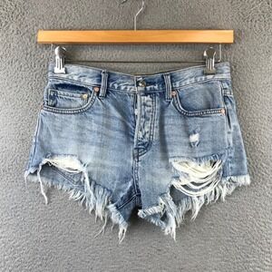 Free People Denim Cutoff Shorts Distressed Frayed Hem Blue Jean Women's 24
